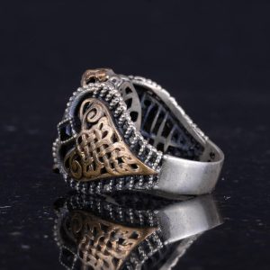 Sterling Gümüş Desenli Yüzük, Amblem - Zarif Kültürel Tasarım (Kurt Başı) - Görsel 7