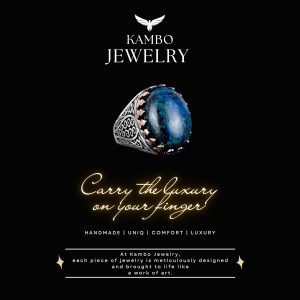 925 Ayar Katı Gümüş Erkek Yüzük Doğal Taşlarla - El Yapımı Zarafet (Azurit Taşı) - Görsel 7