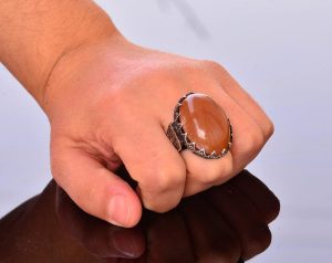 El yapımı 925 Ayar Gümüş Erkek Yüzük, Gerçek Altın Rutillit Kuvars Taşı, Şık Taş Koleksiyonu - Görsel 7