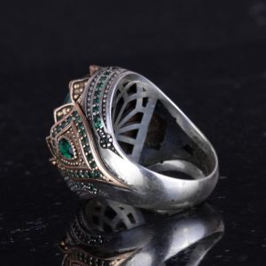 Gerçek Doğal Taş El Yapımı Yüzük - 925 Ayar Gümüş Şık Yüzük (Zümrüt) - Görsel 7