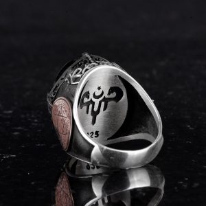 925 Ayar Gümüş El Yapımı Erkek Yüzük - Davud Yıldızı Yüzüğü (Çift Başlı Kartal) - Görsel 7