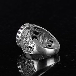 Gerçek Doğal Florit Taş Yüzük, Dini Gümüş Yüzük, 925 Ayar Gümüş Yüzük Erkekler İçin - Görsel 6