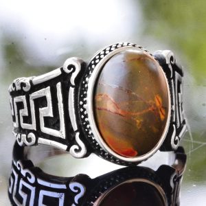 Gerçek Doğal Jasper Taş Yüzük, 925 Ayar Gümüş Erkek Yüzük (Model-5) - Görsel 3