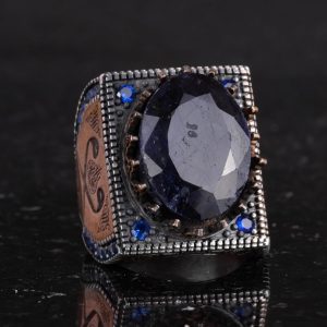 Gerçek Doğal Taş Yüzük - 925 Ayar Gümüş İslami Yüzük - El Yapımı Hat Yüzük - Görsel 5