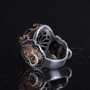 Doğal Granat Taşlı Yüzük, Hayvan Gümüş Yüzük - Derin 925K Katı Gümüş Erkek Yüzüğü - Görsel 7