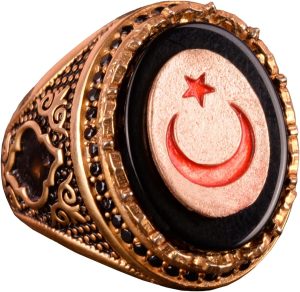 Hilal Yıldız Türk Erkek Yüzüğü, Ay ve Yıldız Gümüş Yüzük, 925 Ayar Gümüş Yüzük