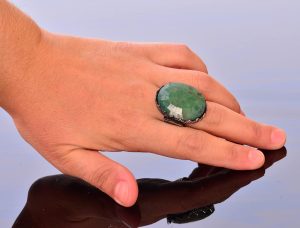 El Yapımı 925 Ayar Gümüş Erkek Yüzük, Gerçek Zümrüt Taşı, Şık Taş Koleksiyonu - Görsel 5