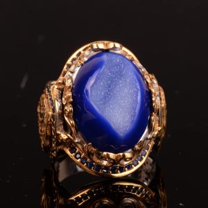 El Yapımı 925 Ayar Gümüş Yüzük ile Druzy Kuvars Lacivert Doğal Taş - Görsel 5