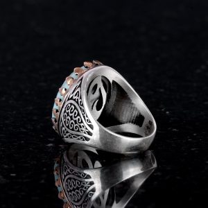 925 Ayar Katı Gümüş Erkek Yüzük Doğal Taşlarla - El Yapımı Şıklık (Amazonit Taşı) - Görsel 5