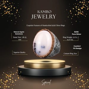 Gerçek Doğal Yemen Akik Taşı Yüzük, Erkekler İçin Gümüş Yüzük - Görsel 2