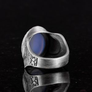 Doğal Taş Yüzük, 925 Ayar Gümüş Yüzük, (Kalsedon) - Görsel 6