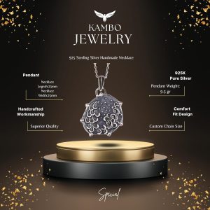 925 Ayar Gümüş Tasarım Kolye Ucu - Burç Kolye - El Yapımı Kolye (Dalgalar) - Görsel 2