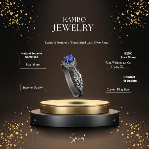 Gerçek Doğal Taş Yüzük, Kadınlar için Doğum Taşı Yüzüğü, 925 Ayar Gümüş Yüzük - Görsel 2