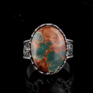 Gerçek Arizona Turkuaz Taş Yüzük, 925 Ayar Katı Gümüş Yüzük - Görsel 3