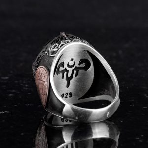 925 Ayar Gümüş El Yapımı Erkek Yüzük - Davut Yıldızı Yüzüğü (Osmanlı İmparatorluğu Arması) - Görsel 7