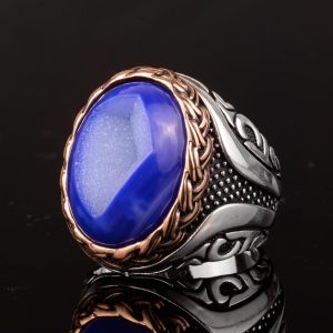 Gerçek Doğal Druzy Kristal Kuvars Taş Yüzük, Doğum Taşı Yüzüğü, 925 Ayar Gümüş Yüzük (Mavi) - Görsel 3