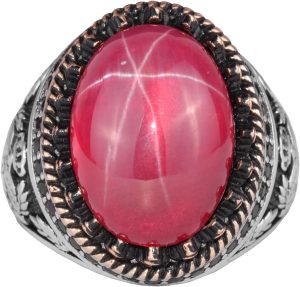 Gerçek Doğal Taş Yüzük - El Yapımı Kartal Yüzüğü - 925 Ayar Gümüş Yüzük (Yıldız Yakutu) - Görsel 1