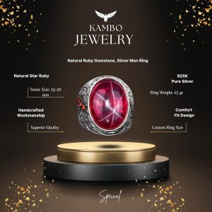 Gerçek Doğal Yıldız Yakutu Taşlı Yüzük, Büyük Gümüş Yüzük, 925 Ayar Gümüş Yüzük, El Yapımı Şık Yüzük - Görsel 8