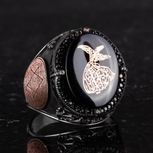 925 Ayar Gümüş El Yapımı Erkek Yüzük - Davut Yıldızı Yüzüğü (Sema Töreni) - Görsel 5