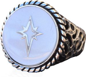 925 Ayar Gümüş Yüzük - İmza Erkek Yüzüğü - Semboller Yüzüğü (Kuzey Yıldızı) - Görsel 1