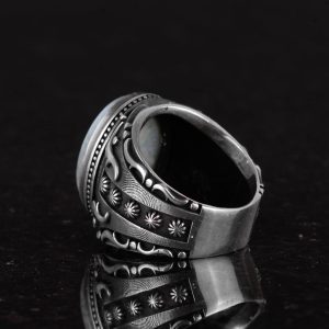 El Yapımı Doğal Larimar Taşlı Yüzük, 925K Katı Gümüş Erkek Yüzüğü, Okyanus Sakinliği Tasarımı - Görsel 7