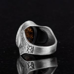 Doğal Taş Yüzük, 925 Ayar Saf Gümüş Yüzük, Bronzit - Görsel 6