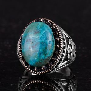 Gerçek Doğal Taş Yüzük - El Yapımı Kartal Yüzüğü - 925 Ayar Gümüş Yüzük (Azurit) - Görsel 5