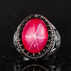 Gerçek Doğal Taş Yüzük - El Yapımı Kartal Yüzüğü - 925 Ayar Gümüş Yüzük (Yıldız Yakutu) - Görsel 6