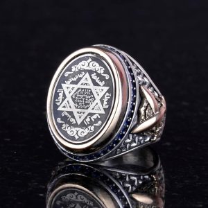 925 Ayar Gümüş Erkek Yüzük, Davud Yıldızı Yüzüğü, Erkekler için Farklı Yüzük - Görsel 5