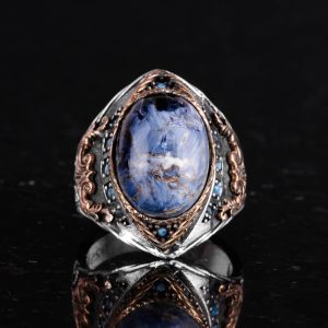 Gerçek Doğal Pietersite Taş Yüzük, Gümüş Yüzük Erkekler İçin - Görsel 5