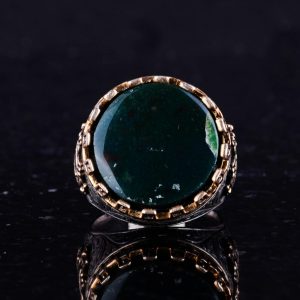 Gerçek Doğal Taş Yüzük - El Yapımı Kral Yüzüğü - 925 Ayar Gümüş Yüzük (Kan Taşı) - Görsel 4