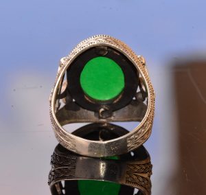 Gerçek Doğal Taş Yüzük - Gümüş Erkek El Yapımı Kılıç Yüzük (Jade) - Görsel 7
