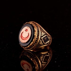 Hilal Yıldız Türk Erkek Yüzüğü, Ay ve Yıldız Gümüş Yüzük, 925 Ayar Gümüş Yüzük - Görsel 5