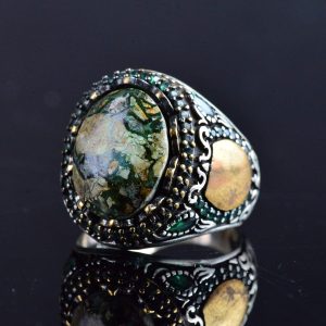 Gerçek Doğal Arizona Turkuaz Taş Yüzük, Minimalist Yüzük, 925 Ayar Gümüş Erkek Yüzük (Model-9) - Görsel 8