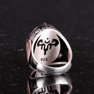 İslami Gümüş Yüzük | Doğal Mavi Safir Taşı | Şık 925 Ayar Sterlin Gümüş Erkek Yüzüğü | Sadakat ve Bilgelik Tasarımı - Görsel 6