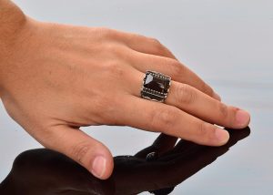 Gerçek Doğal Dumanlı Kuvars Taşlı Yüzük, Sterlin Gümüş Doğum Taşı Yüzüğü için Erkekler - Görsel 6