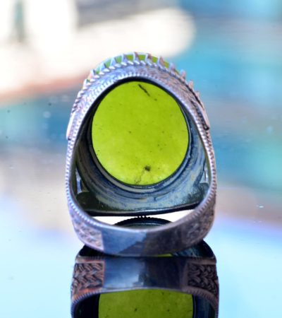 El Yapımı Jade Taş Yüzük, 925 Ayar Gümüş Erkek Yüzüğü - Sakinlik ve Uyum Tasarımı - Görsel 5