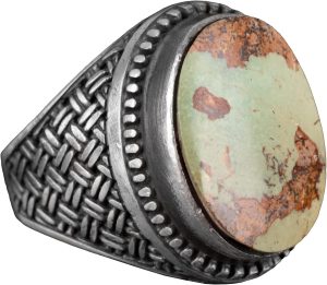 Gerçek Doğal Arizona Turkuazı Gümüş Taş, El Yapımı Yüzük, 925 Ayar Gümüş Yüzük Erkekler İçin - Görsel 1