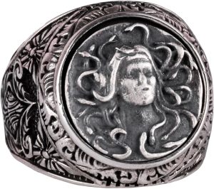 Yunan Mitolojisi Yüzüğü - Medusa Yüzüğü - 925 Ayar Gümüş Yüzük - Görsel 1