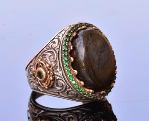 Gerçek Labradorit Taş Yüzük, 11.10 Karat, Gümüş Kral Yüzük, 925 Ayar Gümüş Yüzük - Görsel 4