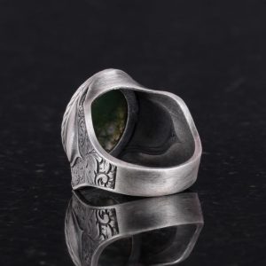 Moss Agat Doğal Taş Yüzük, 925 Ayar Gümüş Yüzük - Görsel 6