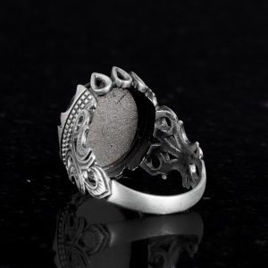 925 Ayar Sert Gümüş Erkek Yüzük - Doğal Taş Seçeneği ile El Yapımı Tasarım (Nar Çiçeği) - Görsel 5