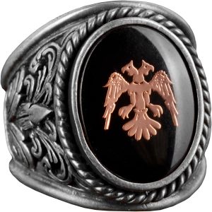 İki Başlı Kartal Yüzüğü, 925 Ayar Gümüş Yüzük, Erkek Yüzüğü, El Yapımı Yüzük, Kartal Yüzüğü - Görsel 1