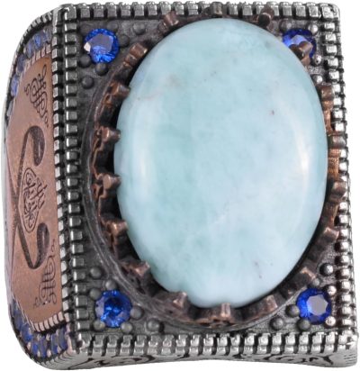 Gerçek Doğal Taş Yüzük - 925 Ayar Gümüş İslami Yüzük - El Yapımı Hat Yüzük