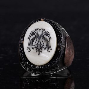 925 Ayar Gümüş Erkek Yüzük - David Yıldızı Takı (İki Başlı Kartal) - Görsel 6