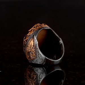 Gerçek Doğal Kehribar Taşı Yüzük, Vav Kehribar Taşı Erkek Yüzüğü, 925 Ayar Gümüş Erkek Yüzüğü - Görsel 6