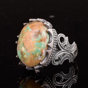 Gerçek Doğal Arizona Turkuaz Taş Yüzük, El Yapımı Takı, 925 Ayar Gümüş Yüzük (Stil-3) - Görsel 6