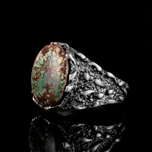 Gerçek Doğal Arizona Turkuaz Taşı Yüzük, Erkekler İçin Hediye, 925 Ayar Gümüş Yüzük, Minimalist Yüzük (Stil-9) - Görsel 4