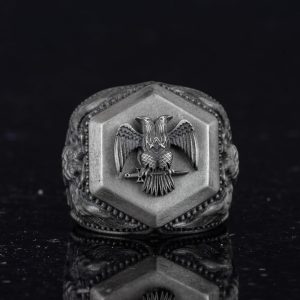 925 Ayar Gümüş Yüzük, Cesur Sembol Yüzük (Çift Başlı Kartal) - Görsel 4