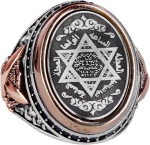 925 Ayar Gümüş Erkek Yüzük, Davud Yıldızı Yüzüğü, Erkekler için Farklı Yüzük - Görsel 1